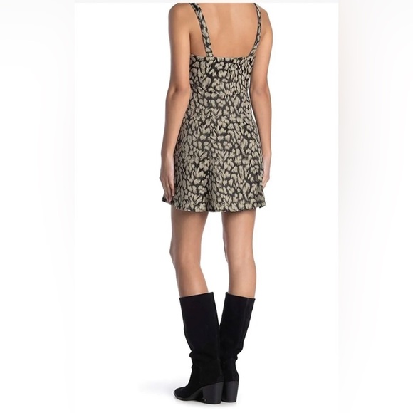 Free People Women's Split Neck Sleeveless Chrissy Printed Mini Dress Charcoal 8 - Picture 2 of 2